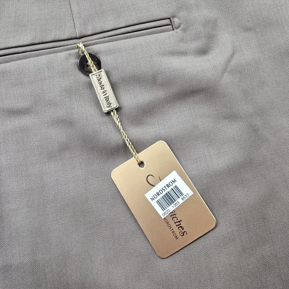 Britches Mens Wool Pleated Dress Pants 40L Tobacco Brown Italy Cuffed NWT $155
